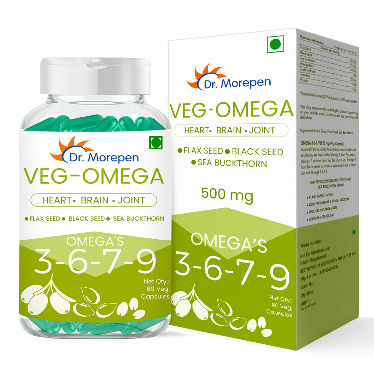 Dr. Morepen Veg-Omega Omega's 3 6 7 9 Vegetarian Capsule 60Capsule