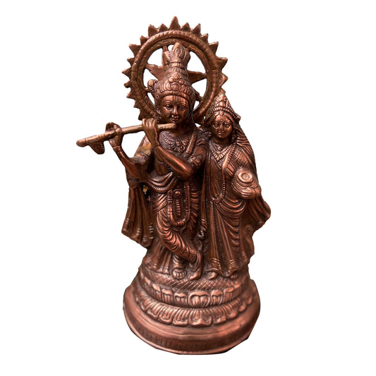 Bronze Radha Krishna on Lotus - PUSHMYCART