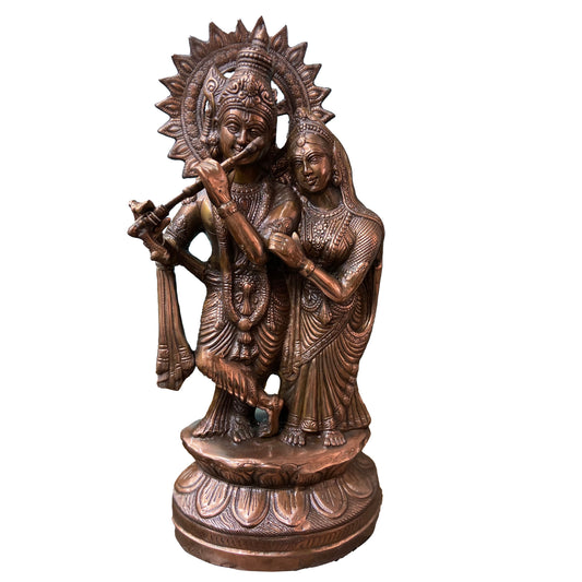 Bronze Antique Radha Krishna Idol - PUSHMYCART
