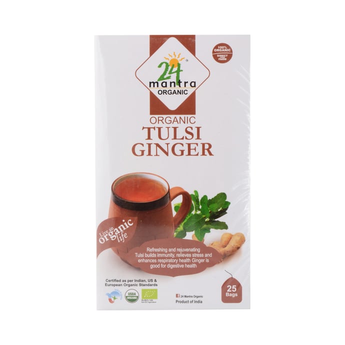 24 Mantra Organic Tulsi Ginger 25 tea bags – PUSHMYCART