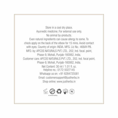 Just Herbs Gotukola Indian Ginseng Rejuvenating Beauty Elixir Facial Serum 30ml