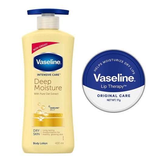 Vaseline Deep Moisture Lotion With Original Lip Tin For Moisturized Skin and Healthy Lips