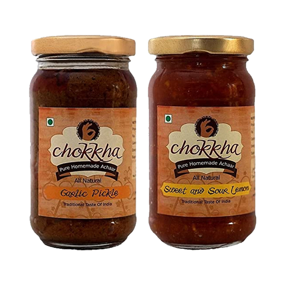 Chokkha Mango Garlic and Sweet and Sour Lemon Pickle 200g Each