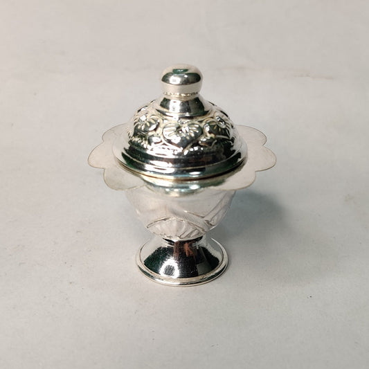 Pure Silver Kumkum Box with Cap Small 9.60 grams