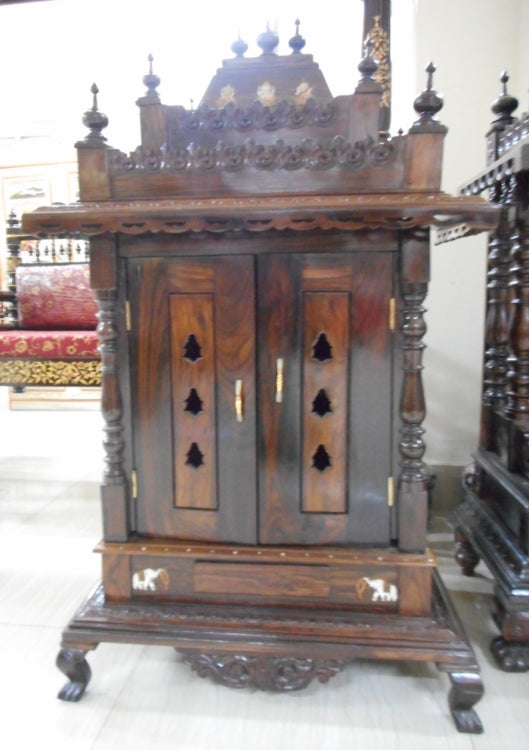 Rose Wood Rectangular Mandap With Doors - PUSHMYCART