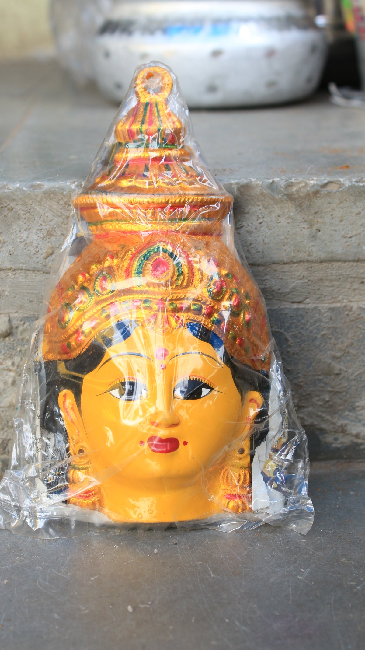 Goddess Face Aluminium With Painting - 500gms - PUSHMYCART