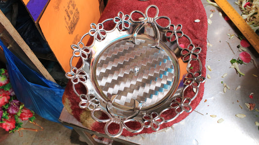 Designer Silver Coated Plate - 300gms - PUSHMYCART