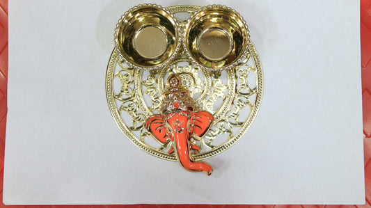Orange Ganesh Haldi Kumkum Set - PUSHMYCART