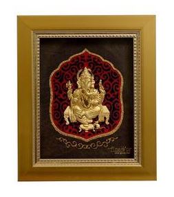 2d Stylish Ganesh Gold Foil Frame - PUSHMYCART