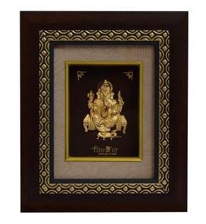 2 D Ganesh Gold Foil Frame - PUSHMYCART