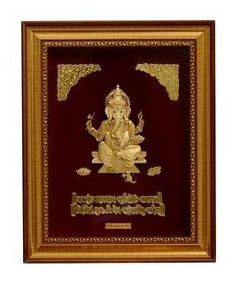 3d Ganeshji Gold Foil Frame - PUSHMYCART