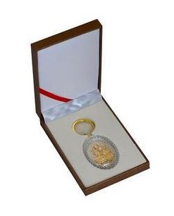 Oval Gold Foil Laxmi Key Chain W/ Box - PUSHMYCART