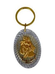 Oval Gold Foil Radha Krishna Key Chain W/ Box - PUSHMYCART