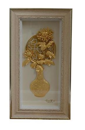 Chrysanthemum Gold Foil Frame With Vase - PUSHMYCART