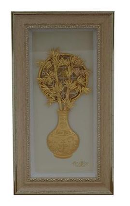 Bamboo Gold Foil Frame With Vase - PUSHMYCART