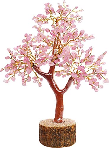 Pushcar Rose Quartz M Seal Crystal Good Luck Tree Home Decor Gift 7-8 Inch