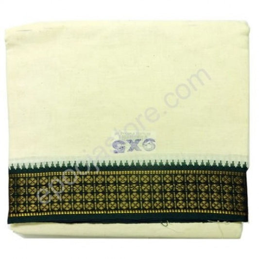 Cotton Dhoti With Green Boarder