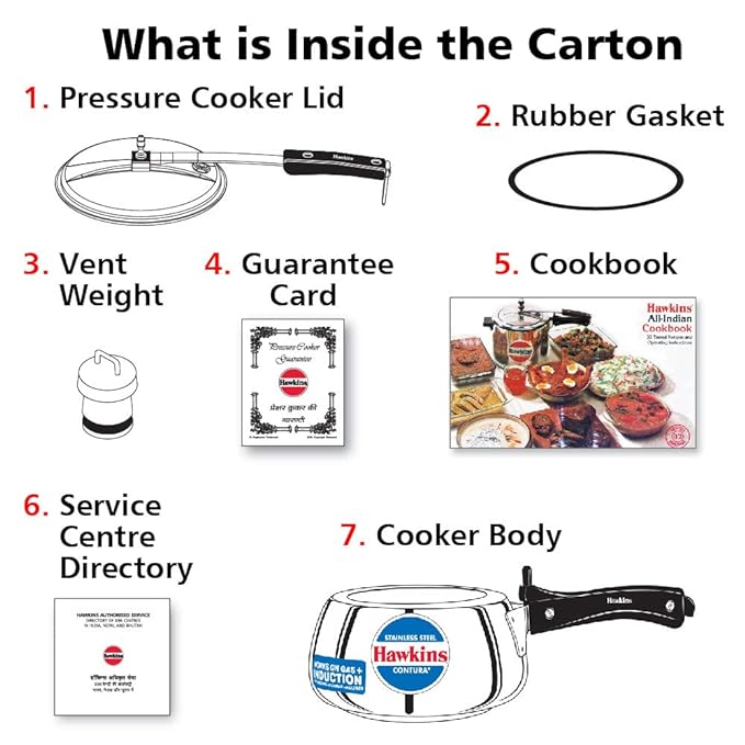 Hawkins Stainless Steel Contura 2 L Induction Bottom Pressure Cooker (SSC20) - PUSHMYCART