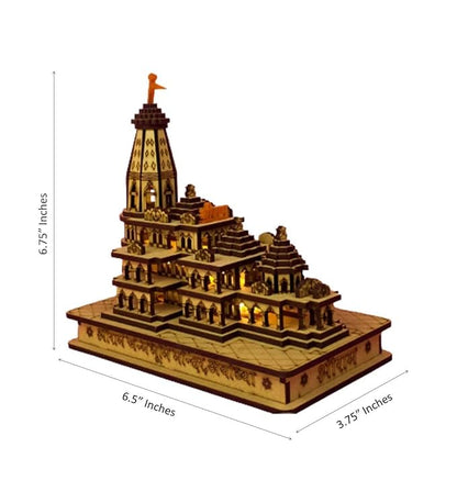 Ram Mandir Ayodhya 3D Model Wooden Temple with Light