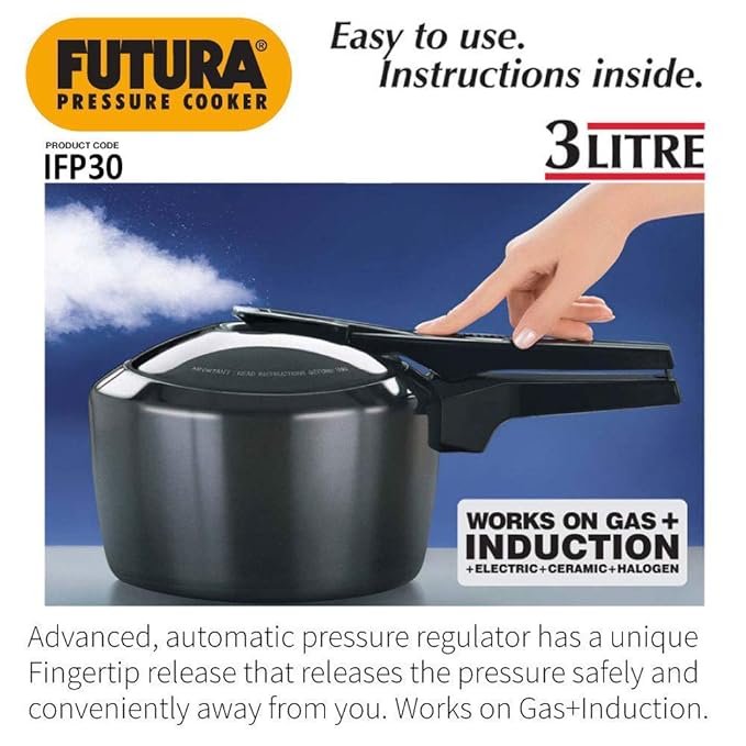 Hawkins Futura Hard Anodised Aluminium Induction Pressure Cooker (Inner Lid) - PUSHMYCART