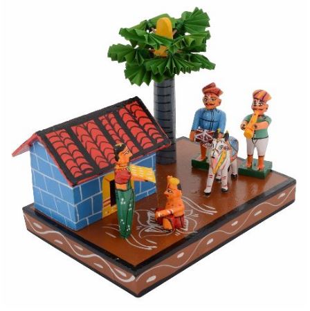 Handmade Wooden Kondapalli Sankranti Setup Showpiece