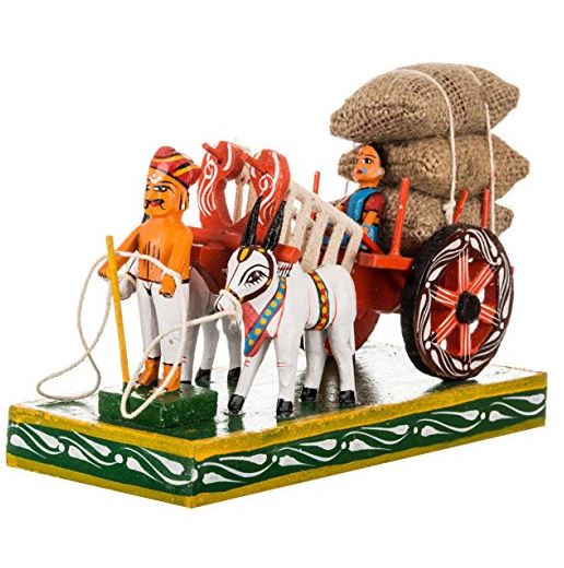Terrain Wooden Handmade Bullock Cart Showpiece - PUSHMYCART