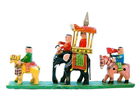 Wooden Handicraft Royal Maharaja Procession - PUSHMYCART