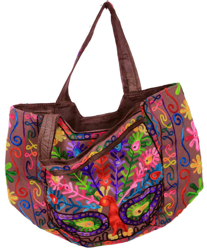 Chocolate Color Floral Design Matka Bag - PUSHMYCART