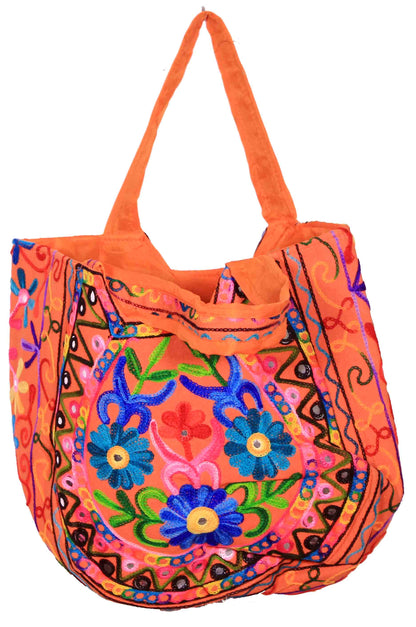 Orange Floral Design Matka Bag - PUSHMYCART