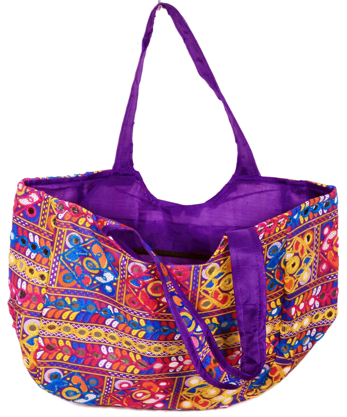 Violet Floral Design Matka Bag - PUSHMYCART