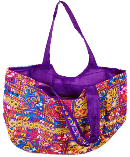 Violet Floral Design Matka Bag - PUSHMYCART