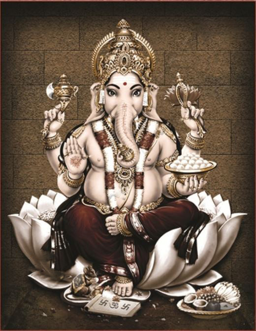 Black, and White Ganesh Pigment Printing - PUSHMYCART