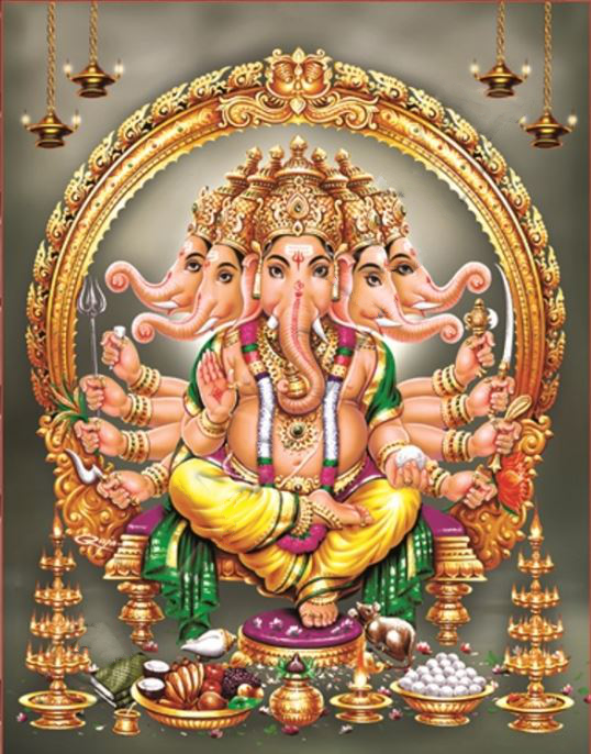 Panchamukha Ganesha Pigment Printing - PUSHMYCART