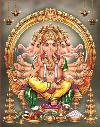 Panchamukha Ganesha Pigment Printing - PUSHMYCART