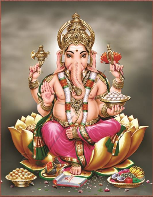 Lakshmi Ganesh Pigment Printing - PUSHMYCART