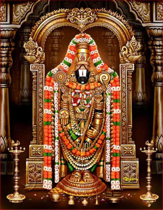 Ethnic Curved Venkateshwara Swamy Pigment Printing - PUSHMYCART