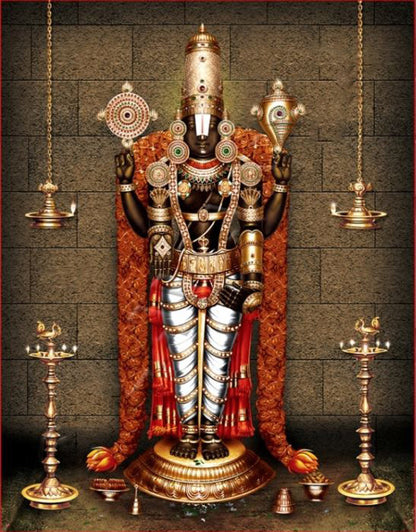 Decorated Lord Balaji Pigment Printing - PUSHMYCART