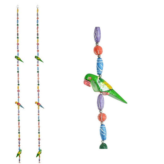Wooden & Clay Kondapalli Parrots Door Hanging|pack of 2