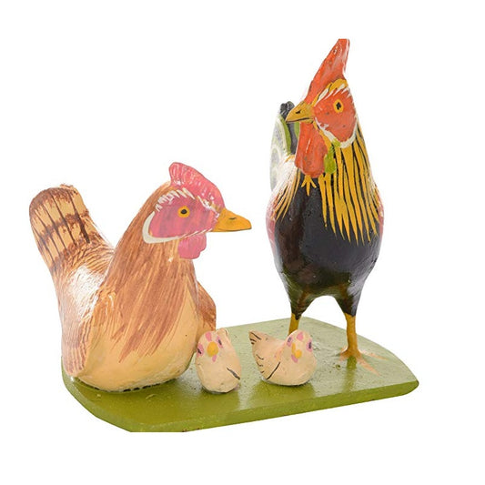 Wooden Hen & Chicken Showpiece (12 cm x 8 cm x 14 cm)