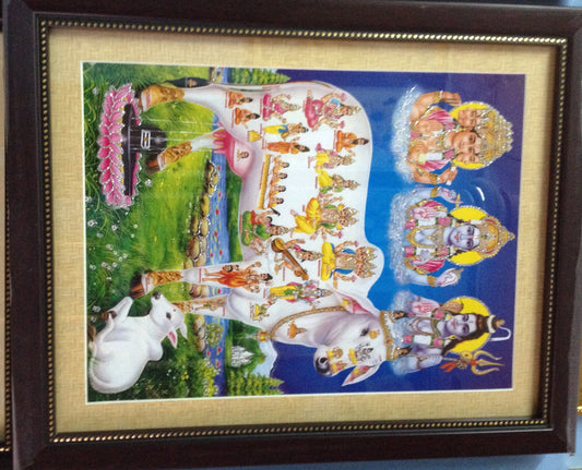 Gomatha With Trimurthulu Picture Frame - PUSHMYCART