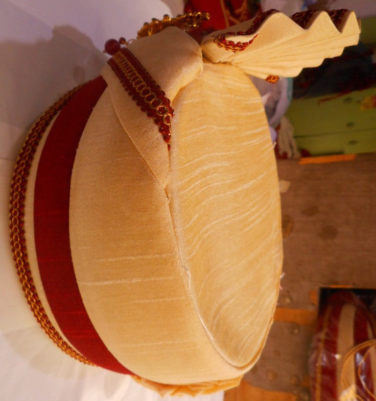 Maroon And Cream Color Pagdi - PUSHMYCART