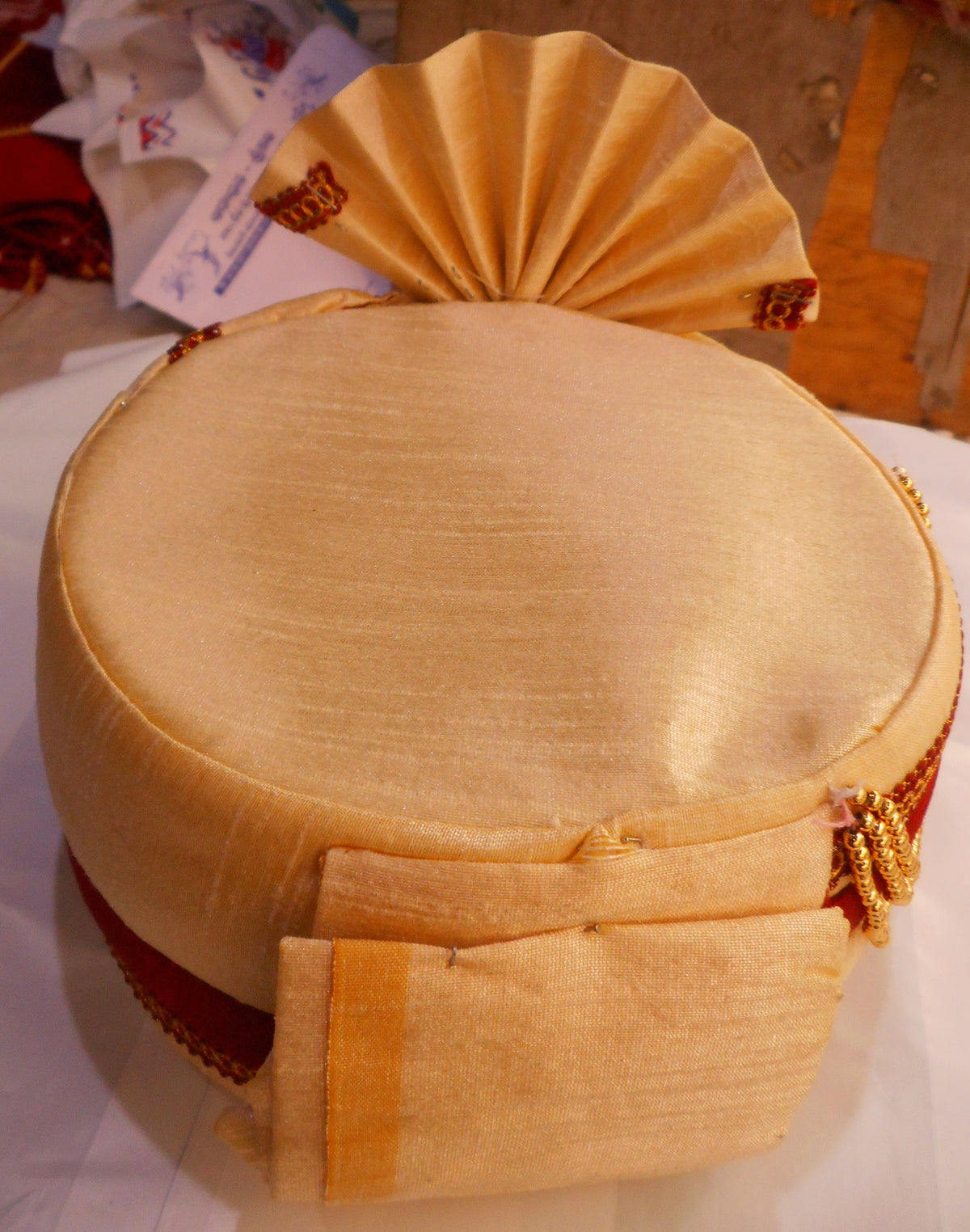 Maroon And Cream Color Pagdi - PUSHMYCART