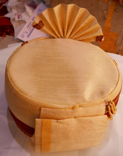 Maroon And Cream Color Pagdi - PUSHMYCART