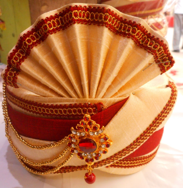 Maroon and Cream Color pagdi 