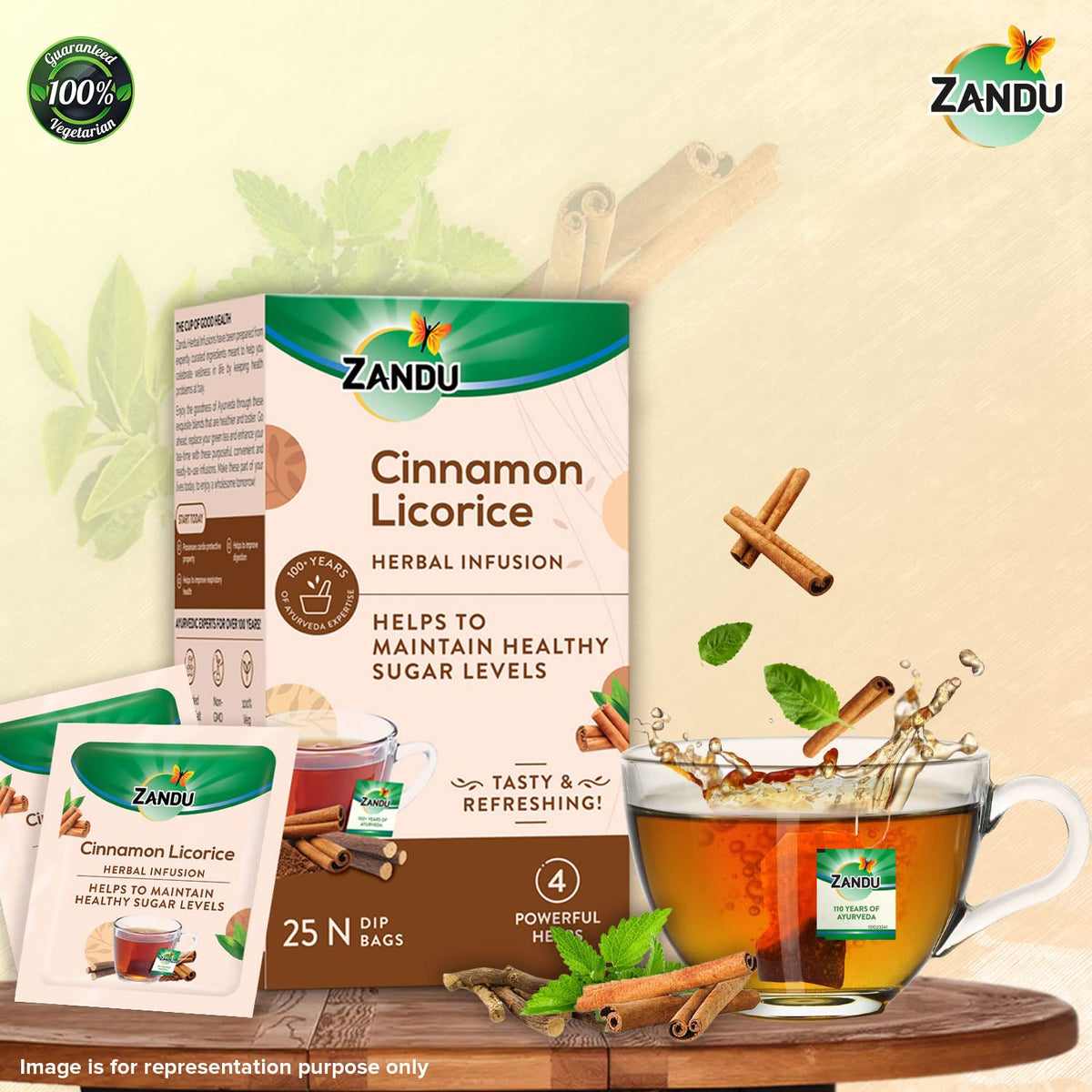 Zandu Cinnamon Licorice Herbal Infusion 25 Tea Bags – PUSHMYCART