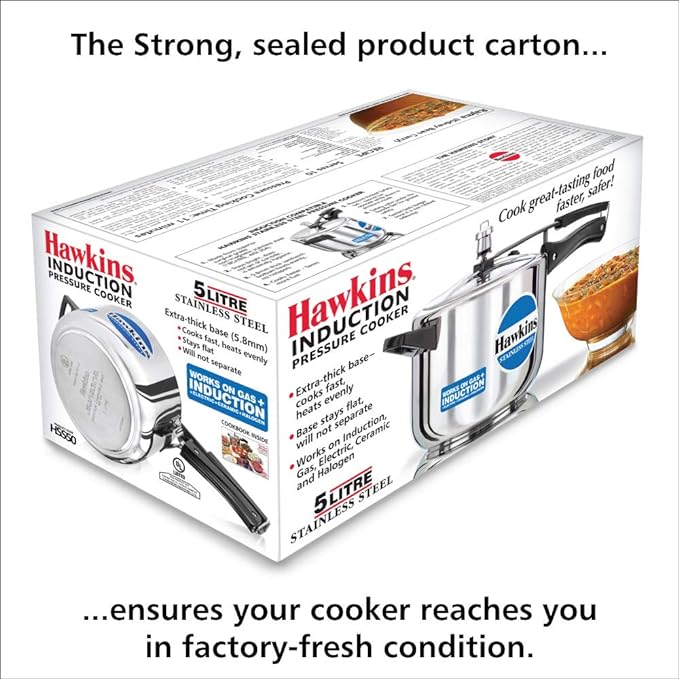 Hawkins Stainless Steel 5 L Induction Compatible Pressure Cooker (HSS50) - PUSHMYCART