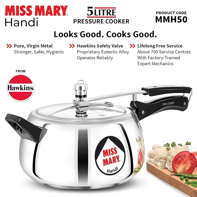 Hawkins Miss Mary Handi 5 L Aluminium Pressure Cooker (MMH50) - PUSHMYCART