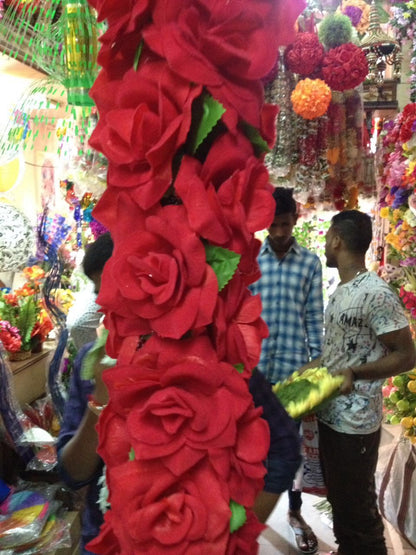 Rose Synthetic Flower Garland String 10ft - PUSHMYCART