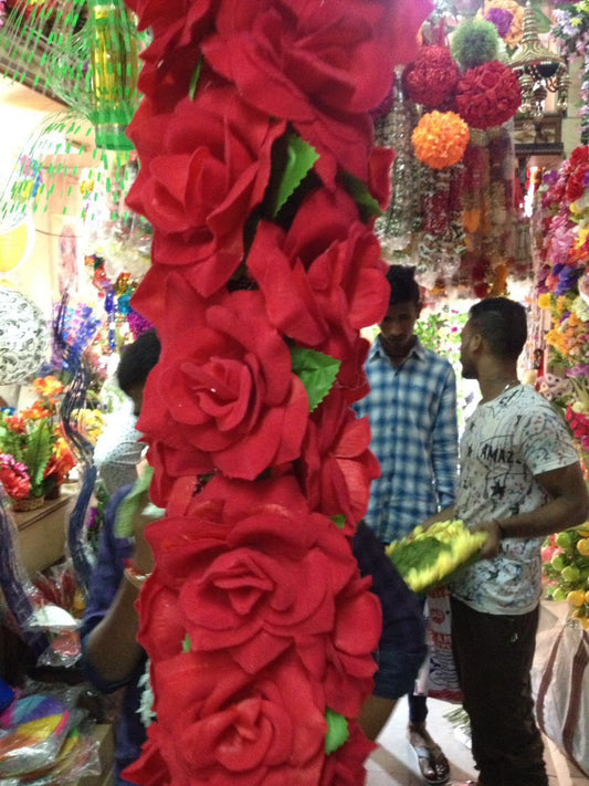 Rose Synthetic Flower Garland String 10ft - PUSHMYCART