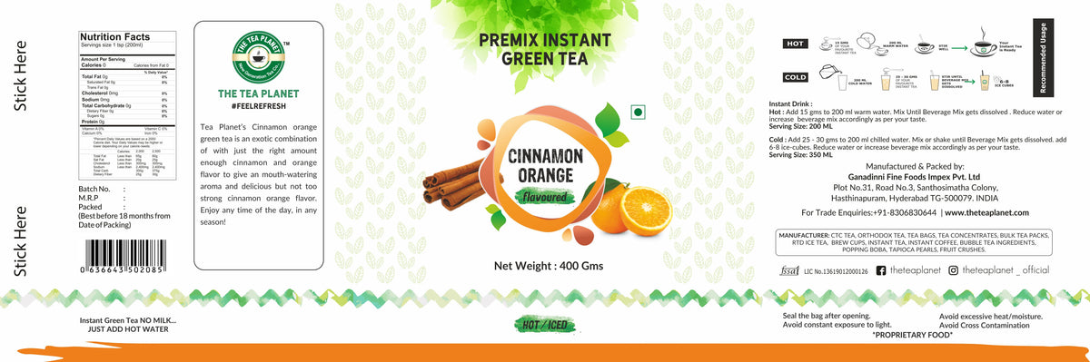 Cinnamon Orange Flavoured Instant Green Tea - PUSHMYCART